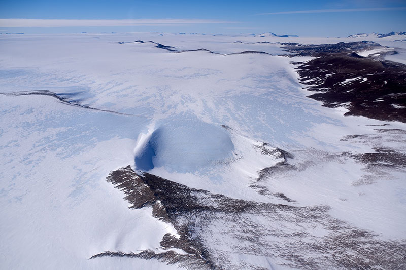 The Allan Hills Blue Ice Area is located about 135 miles from McMurdo Station at the far end of the McMurdo Dry Valleys