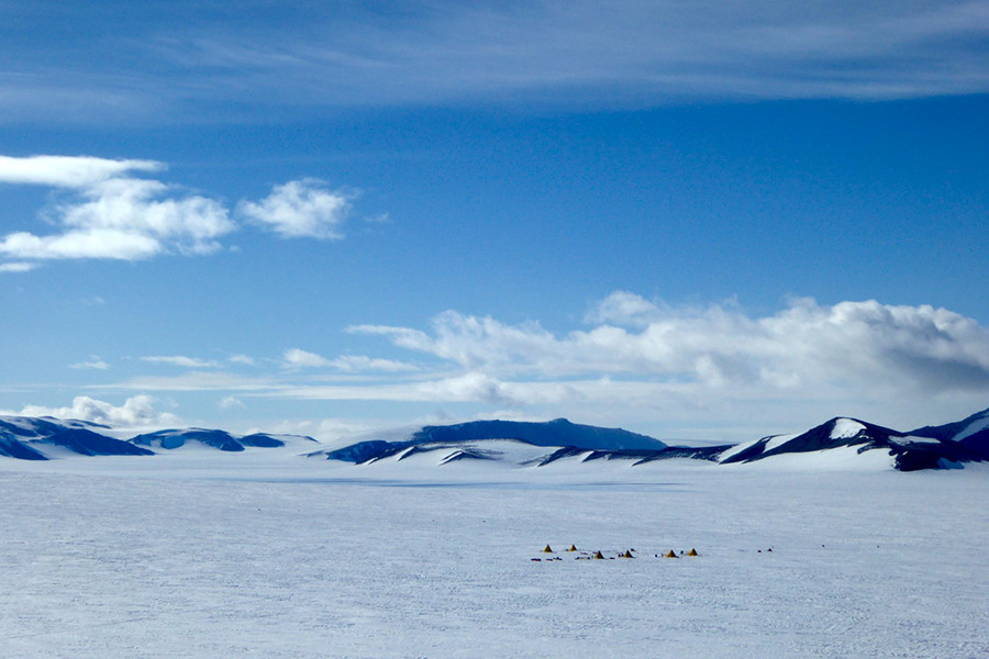The team set up camp along the Transantarctic Mountains at the Miller Range, about halfway between McMurdo Station and the South Pole