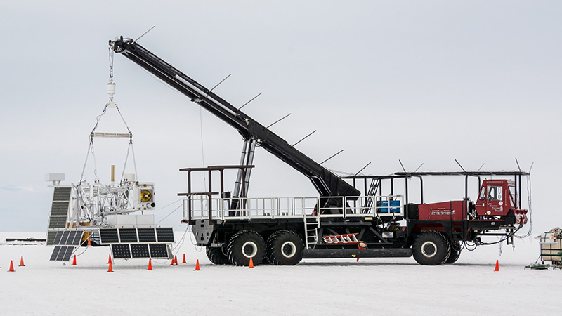 The X-Calibur telescope undergoes a hang test in preparation for its launch