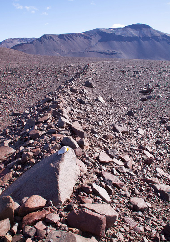 Lines of ejected stones form moraines, which mark the limit of where the ice sheet once reached