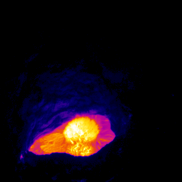 Thermal images of an explosion in Erebus’s lava lake.
