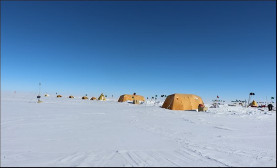 The camp at Hercules Dome where the team spent three weeks collecting their radar data of the region.