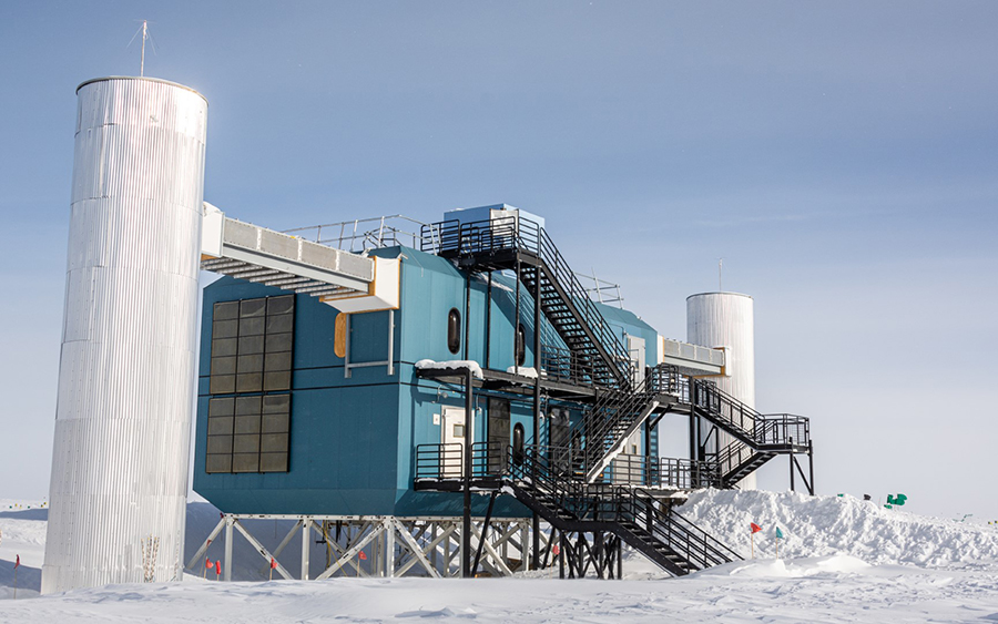 The IceCube facility at the South Pole houses the observatory's central servers and databases collecting data