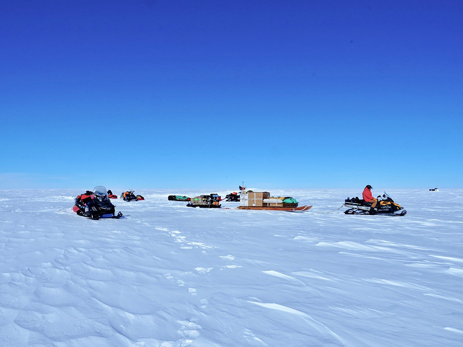 The TIME field team takes a break during a traverse aimed at installing long-term seismic and GPS stations.