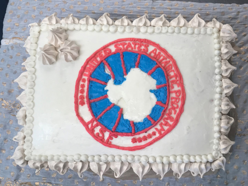 Chef Mark Mican made a U.S. Antarctic Program-themed cake to celebrate Palmer Stations 50th anniversary