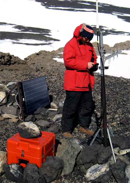 Environmental technician Nathan Williams at Cape Crozier.