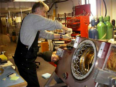 Dana Hrubes installing pulsar tube.
