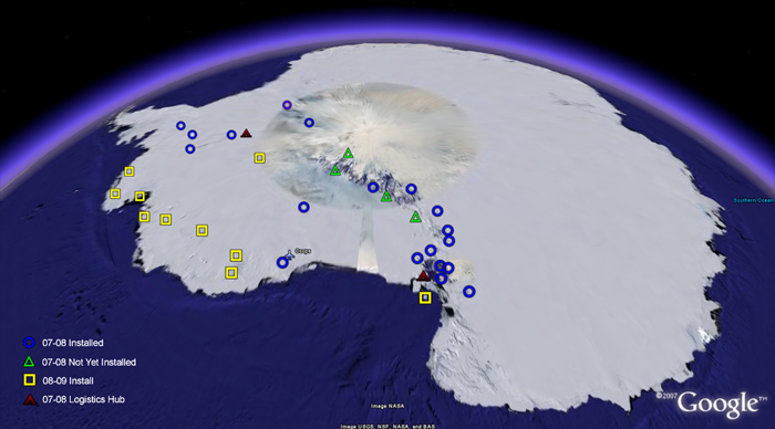 Map of Antarctic POLENET Sites